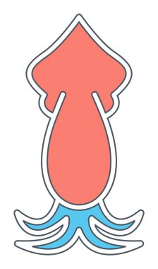 Beyaz arkaplanda mürekkep balığı vektörü simgesi 