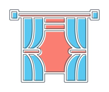 Tiyatro perdeleri simgesi, vektör illüstrasyonu 