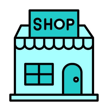 dükkan inşa simgesi, vektör illüstrasyonu basit tasarım