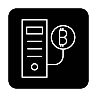 Bitcoin Madeni İşlemcisi (BTC) simgesi, vektör illüstrasyonu 