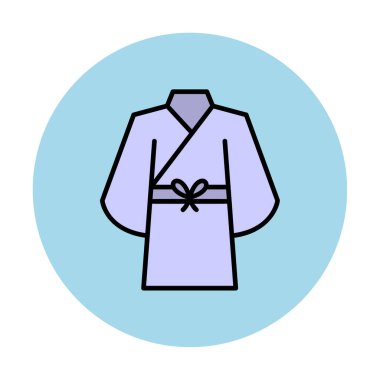 Yukata simgesi, doğrusal izole edilmiş illüstrasyon, ince çizgi vektörü, web tasarım işareti 