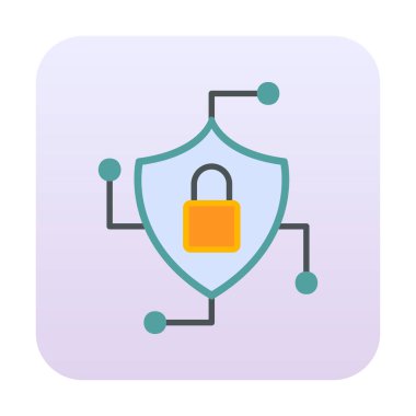 Asma kilit simgesi, vektör illüstrasyonlu güvenli kalkan