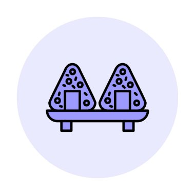 Onigiri sushi simgesi, vektör illüstrasyonu 