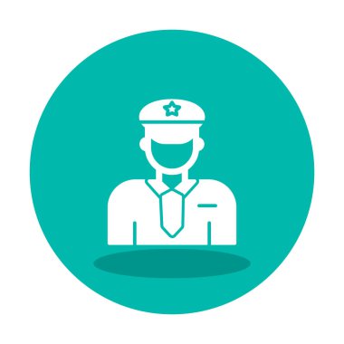 Üniformalı düz simgeli polis memurunun vektör çizimi