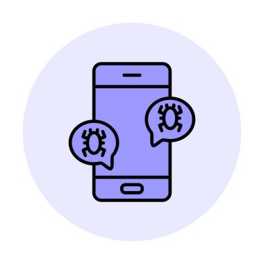 akıllı telefon virüslerle enfekte, vektör illüstrasyonu basit tasarım