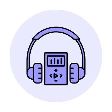 Düz kulaklık simgesi, web afişi, web ve mobil, bilgi grafikleri için vektör illüstrasyon kavramı.