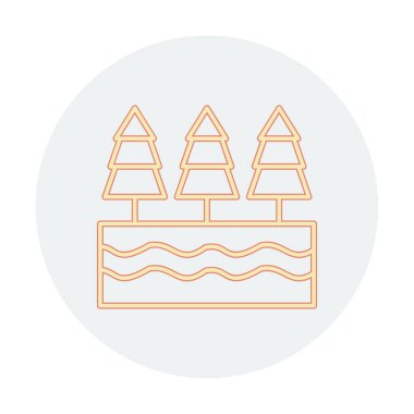 Nehir ve ağaçlar düz ikon vektör çizimi 