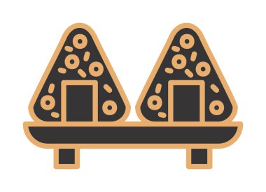Onigiri sushi simgesi, vektör illüstrasyonu 