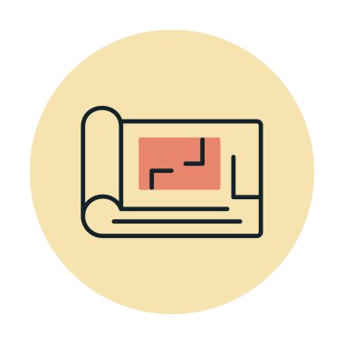 harita düz simgesi, vektör illüstrasyonu