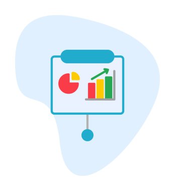 Sunum, iş istatistikleri ve pasta grafik ikonlu veri analizleri. iş analizleri, analizler, istatistikler, pasta grafiği