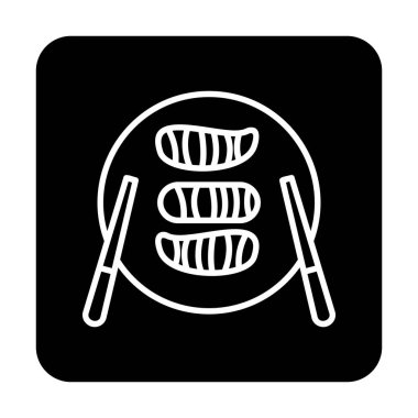 Tabak simgesinde suşi, vektör illüstrasyonu