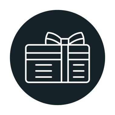 Kurdeleli hediye kutusu ve yay düz simge, vektör illüstrasyonu