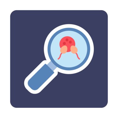 Büyüteç cam simgesi, vektör illüstrasyonlu bakteri denetimi  