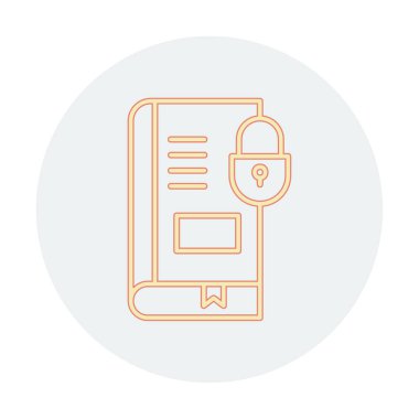 Asma kilit simgesine sahip kitap, vektör illüstrasyon tasarımı, Güvenli Kitap sembolü 