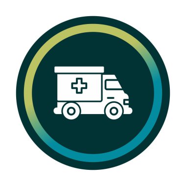 ambulans araba simgesi, renk vektörü çizimi