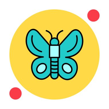 Kelebek Vektör Simgesi Düz Çizim 