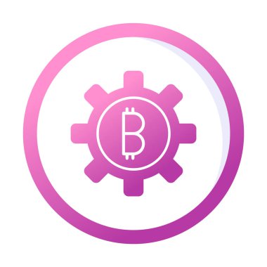 Bitcoin dişli çizgisi simgesi, vektör illüstrasyonu 