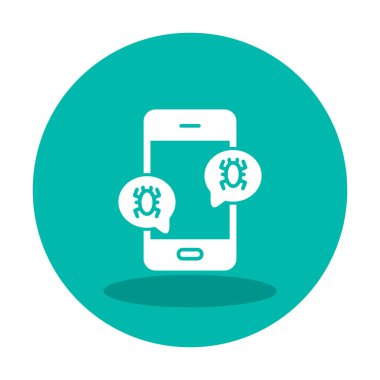 akıllı telefon virüslerle enfekte, vektör illüstrasyonu basit tasarım