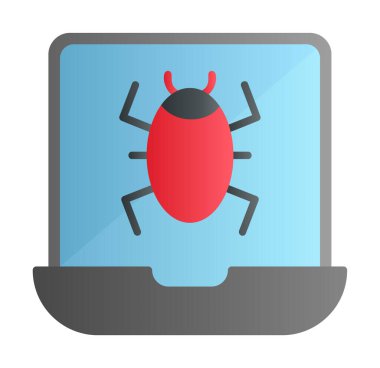 Virüs bulaşmış Laptop Simgesi - Virüs vektör çizimi 