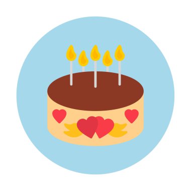 Mumlu doğum günü pastası ikon vektör çizimi                    