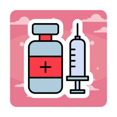 Aşı ikonu vektör illüstrasyon tasarımlı şırınga