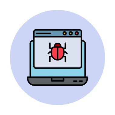 zararlı yazılım simgesinden etkilenen düz dizüstü bilgisayar 