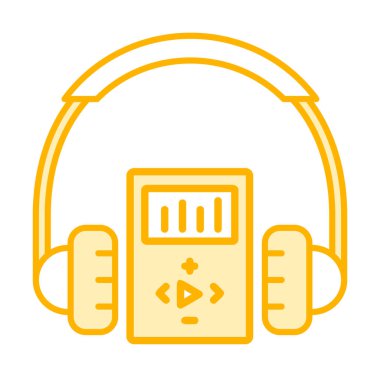 Düz kulaklık simgesi, web afişi, web ve mobil, bilgi grafikleri için vektör illüstrasyon kavramı.