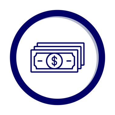 Dolar para çizgisi simgesi, vektör illüstrasyonu