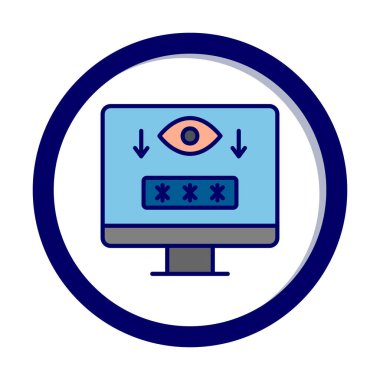 Basit Bilgisayar Casus Yazılımı simgesi, vektör illüstrasyonu