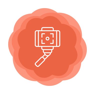Akıllı telefon web simgesi, vektör illüstrasyonlu selfie çubuğu 