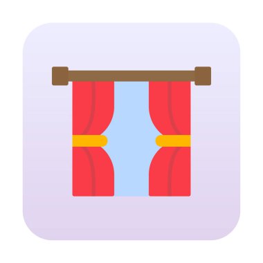 Tiyatro perdeleri simgesi, vektör illüstrasyonu 