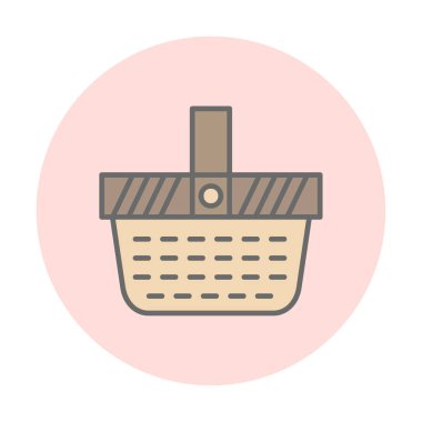 piknik sepeti web simgesi, vektör illüstrasyonu 