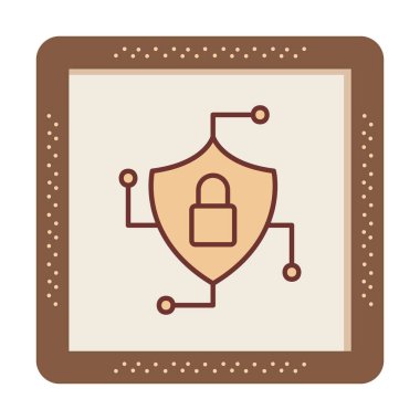 Asma kilit simgesi, vektör illüstrasyonlu güvenli kalkan