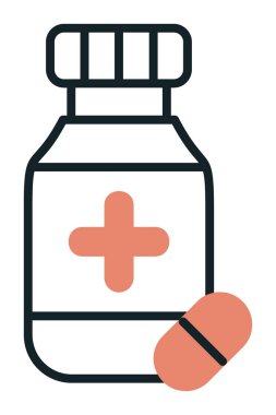 İlaç ikonlu ilaç şişesinin vektör çizimi