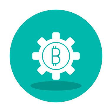 Bitcoin dişli çizgisi simgesi, vektör illüstrasyonu 