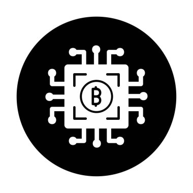  Bitcoin dijital para birimi. Bilgisayar devre kartı simgesi  