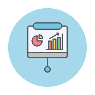 Sunum, iş istatistikleri ve pasta grafik ikonlu veri analizleri. iş analizleri, analizler, istatistikler, pasta grafiği