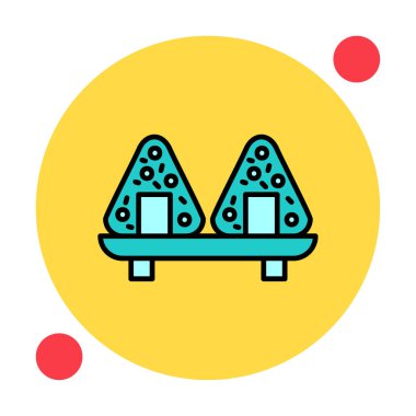 Onigiri sushi simgesi, vektör illüstrasyonu 