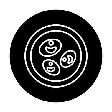 Bakteri petri kabı ve bakteri vektör simgesi 