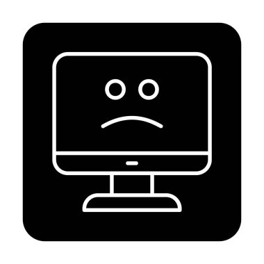 Bilgisayar simgesi üzerindeki mavi ekran, hata sembolü, illüstrasyon tasarımı, vektör grafiği 