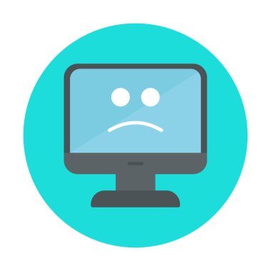 Bilgisayar simgesi üzerindeki mavi ekran, hata sembolü, illüstrasyon tasarımı, vektör grafiği 