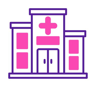 Basit düz hastane binası ikon vektör çizimi 