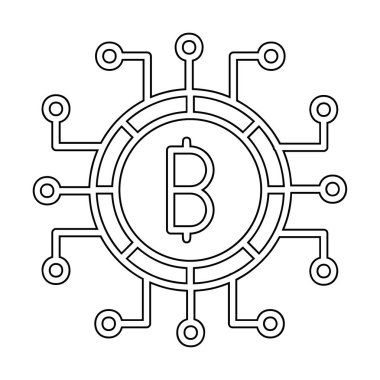 Bitcoin işareti, vektör illüstrasyonlu dijital para simgesi 