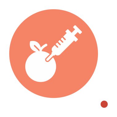 Gmo Food, şırınga ikonlu elma, vektör illüstrasyonu 