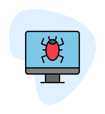 Basit Bilgisayar Virüsü simgesi, vektör illüstrasyonu