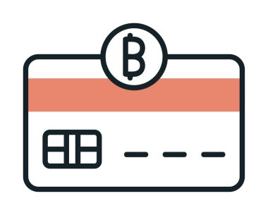 Bitcoin cüzdan simgesi, bitcoin simgesi olan kredi kartı, vektör illüstrasyonu 