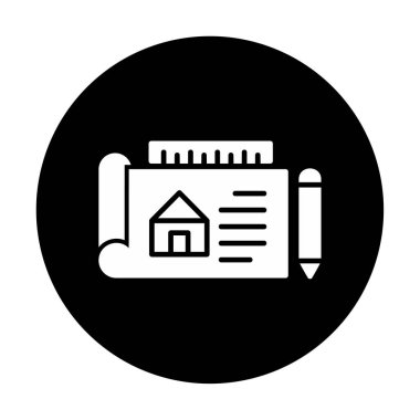 Basit Mimari Planı simgesi, vektör illüstrasyonu