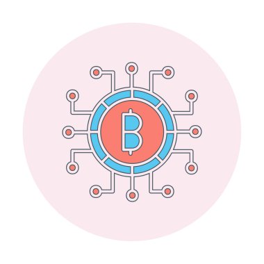 Bitcoin işareti, vektör illüstrasyonlu dijital para simgesi 