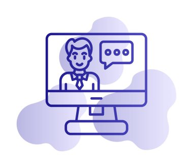 Basit Çevrimiçi Sınıf simgesi, vektör illüstrasyonu