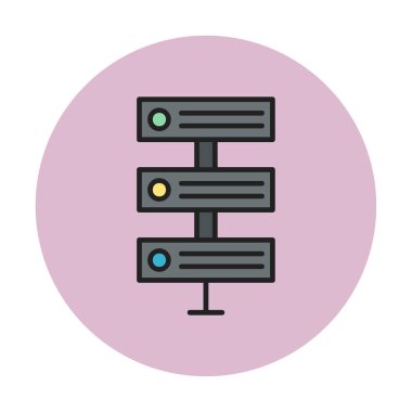 Ağ sunucu simgesinin vektör illüstrasyonu. Veritabanı basit simgesi 